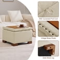 thumbnail image 4 of HASLE 24" Square Storage Ottoman Coffee Table, Linen Tufted Ottoman with Reversible Wooden Tray Lid, Ample Storage Footstool, Khaki, 4 of 8