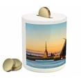 thumbnail image 2 of Landscape Piggy Bank, Palace Bridge with Peter and Paul Fortress St Petersburg White Nights Russia, Ceramic Coin Bank Money Box for Cash Saving, 3.6" X 3.2", Orange Blue, by Ambesonne, 2 of 4