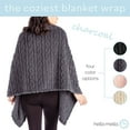 thumbnail image 4 of Hello Mello The Coziest Blanket Wrap Plush Poncho Soft Sweater, Charcoal (Women's), 4 of 8