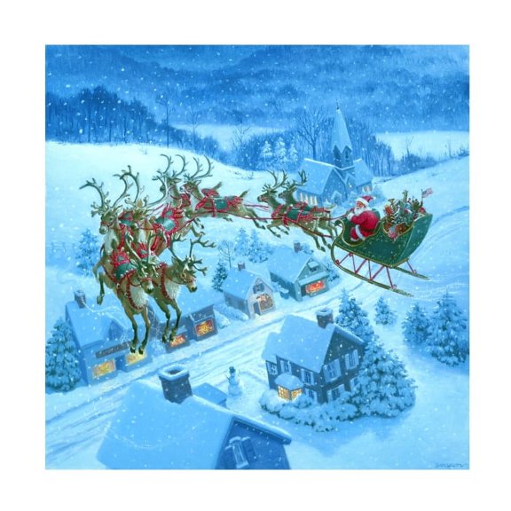 Ruth Sanderson 'Santa Over Rooftops' Canvas Art