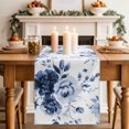 thumbnail image 3 of Booming Blue Gradient Floral Table Runner 90 Inches Long,Kitchen Dining Tablerunners Watercolor Flowers on White Linen Table Runners Dresser Scarves for Home Dinner Wedding Holiday Party Decor, 3 of 9