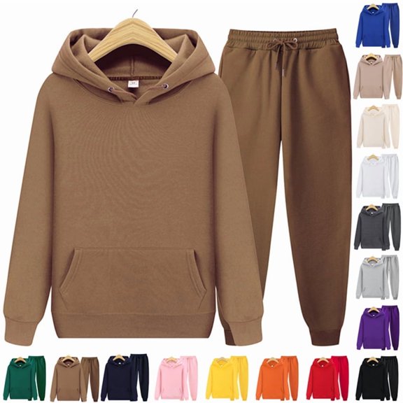 Lounge Sets for Women 2 Piece Y2K Hooded Sweatshirt Sweatsuits Baggy Jogger Sweatpants With Pockets Fall Fashion Tracksuits Yellow M