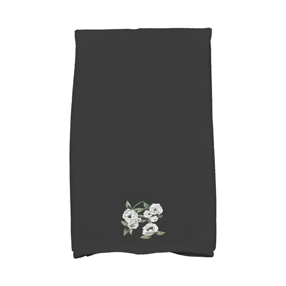 Radiant Rose 16 x 25 Inch Black Floral Print Kitchen Towel