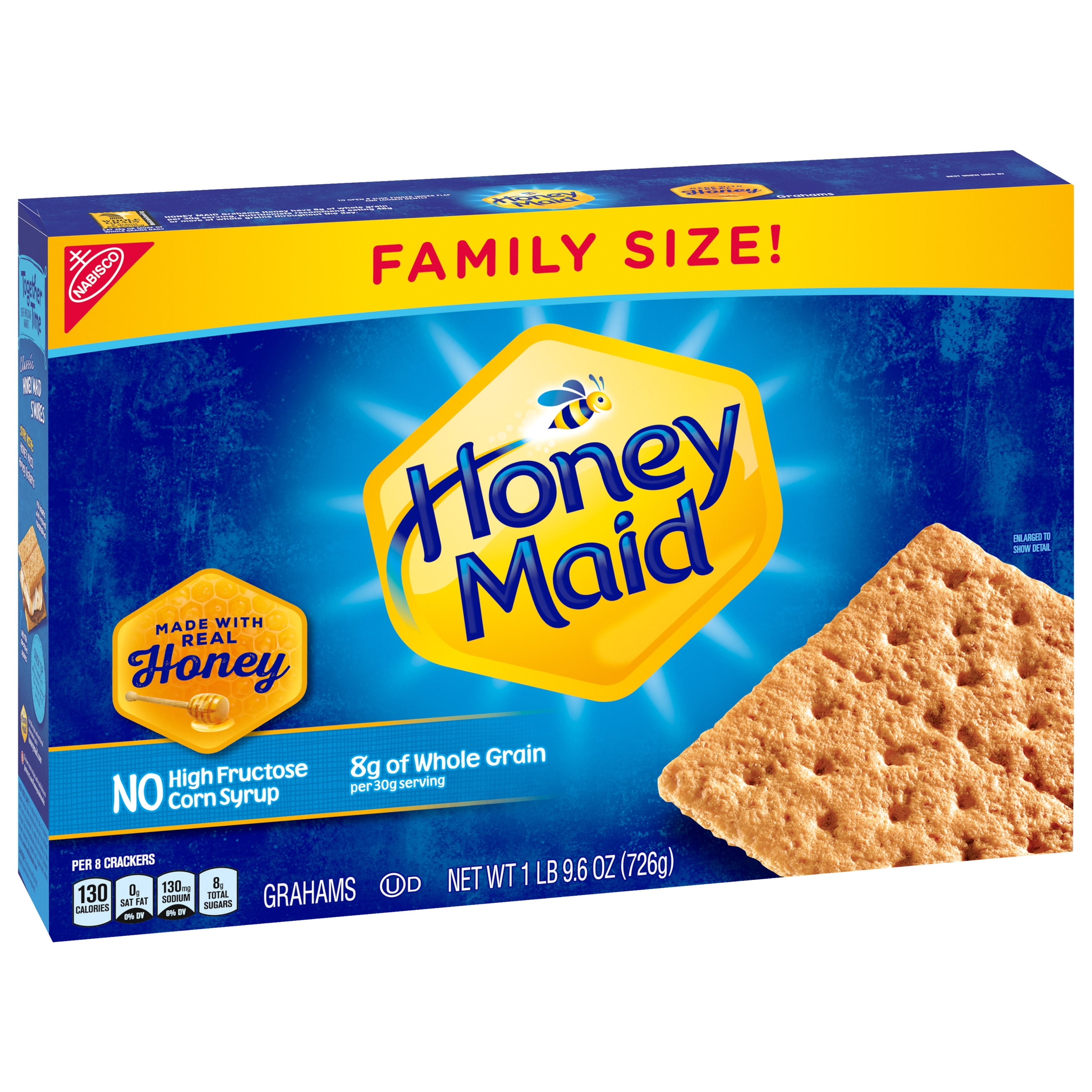 (6 pack) HONEY MAID Graham Crackers, Lunch Snacks, Family Size, 25.6 oz