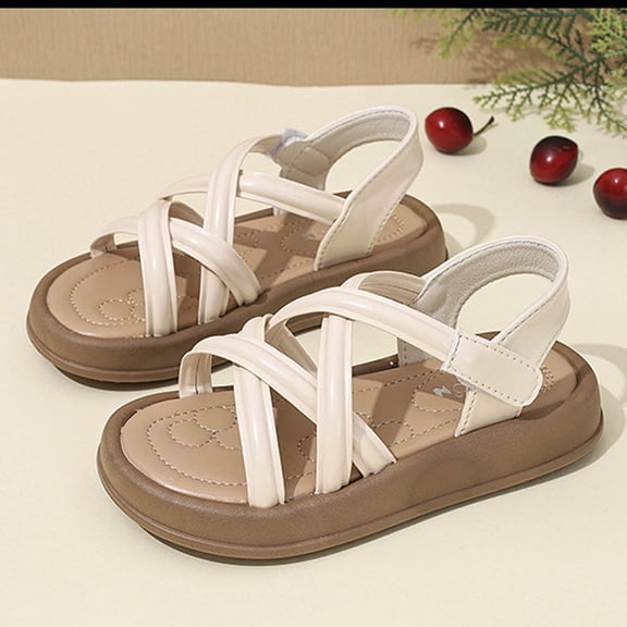hengsof Girls' Open Toe Princess Beach Sandals Non Slip Soft Sole Summer Casual Flat Shoes Children's Fashion Sandals