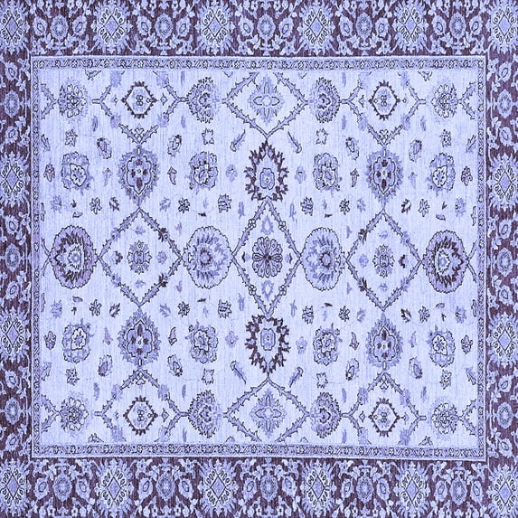 Ahgly Company Machine Washable Indoor Square Oriental Blue Traditional Area Rugs, 6' Square