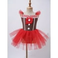 thumbnail image 2 of MSemis Kids Girls Gingerbread Costume Cookie Christmas Xmas Ballet Tutu Dress Red 3-4, 2 of 6