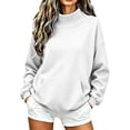 thumbnail image 2 of Vixolx Womens Mock Neck Sweatshirt Oversized Plain Pullover with Pockets Fall Winter Long Sleeve Shirt, 2 of 7