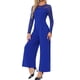 thumbnail image 4 of INSPIRAR CHIC Mono de Fiesta para Mujeres Elegante Cuello Redondo Manga de Encaje de Malla Suelto Pierna Ancha Romper XL Azul Real, 4 of 5