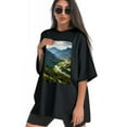 thumbnail image 3 of Plus Size Shirt for Women Black Tops for Women Oversized Short Sleeves Shirt for Women Mountain T Shirt Crewneck Shirt for Women 3XL, 3 of 5