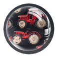 thumbnail image 2 of 4 Pcs Red Tractors Print Cabinet Knobs 30mm Round Crystal Glass Drawer Handles Pulls with Screws for Kitchen Cupboard Wardrobe Closet Dresser, Home&Office, 2 of 7
