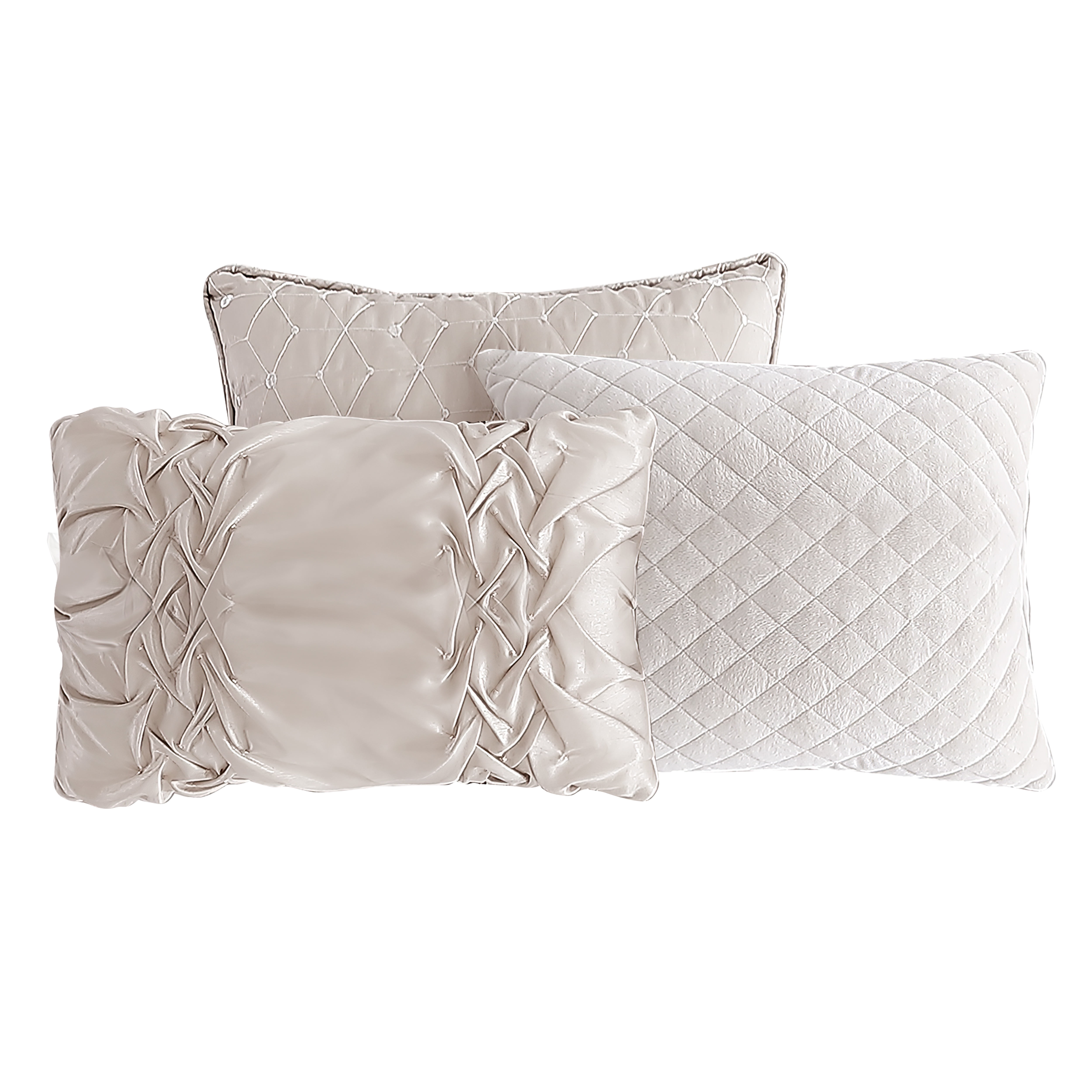 Riverbrook Home 9 Piece Comforter Set, Queen, White, Tinley, Polyfill, Adult