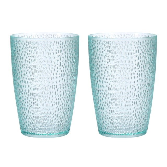 Uxcell Vasos de Acrílico de 13 oz, 2 Paquete de Vasos Reutilizables de Plástico para el Hogar y al Aire Libre, Azul Claro