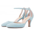 thumbnail image 3 of YDN Women Graceful Kitten Low Heels Pumps Closed Round Toe Ankle Strap Sandals Wedding Party Dress Shoes Size 7 Blue, 3 of 4