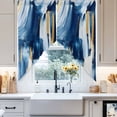 thumbnail image 4 of Abstract Watercolor Swag Curtain Valance for Windows, Blue Gold Blend Graffiti Art Window Treatments Short Swag Topper for Kitchen Windows Bathroom Bedroom, 28"x36", 4 of 8