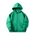 thumbnail image 5 of Caqnni Boys Little Girls Hoodies Hooded Sweatshirts Solid Polar Fleece Jacket Hoodie Classic Full Zipper Top Plush Cotton Fall Winter Coat (A011-Green,5-6 Years), 5 of 6