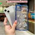 thumbnail image 4 of Compatible with iPhone 14 Pro Max Cute Case,Sparkle Diamond Rhinestone Design Bear,with Separated Glitter Paper, Luxury Shiny Bling Soft Shockproof Plating Women Girls ase Cover (Dark Blue), 4 of 11