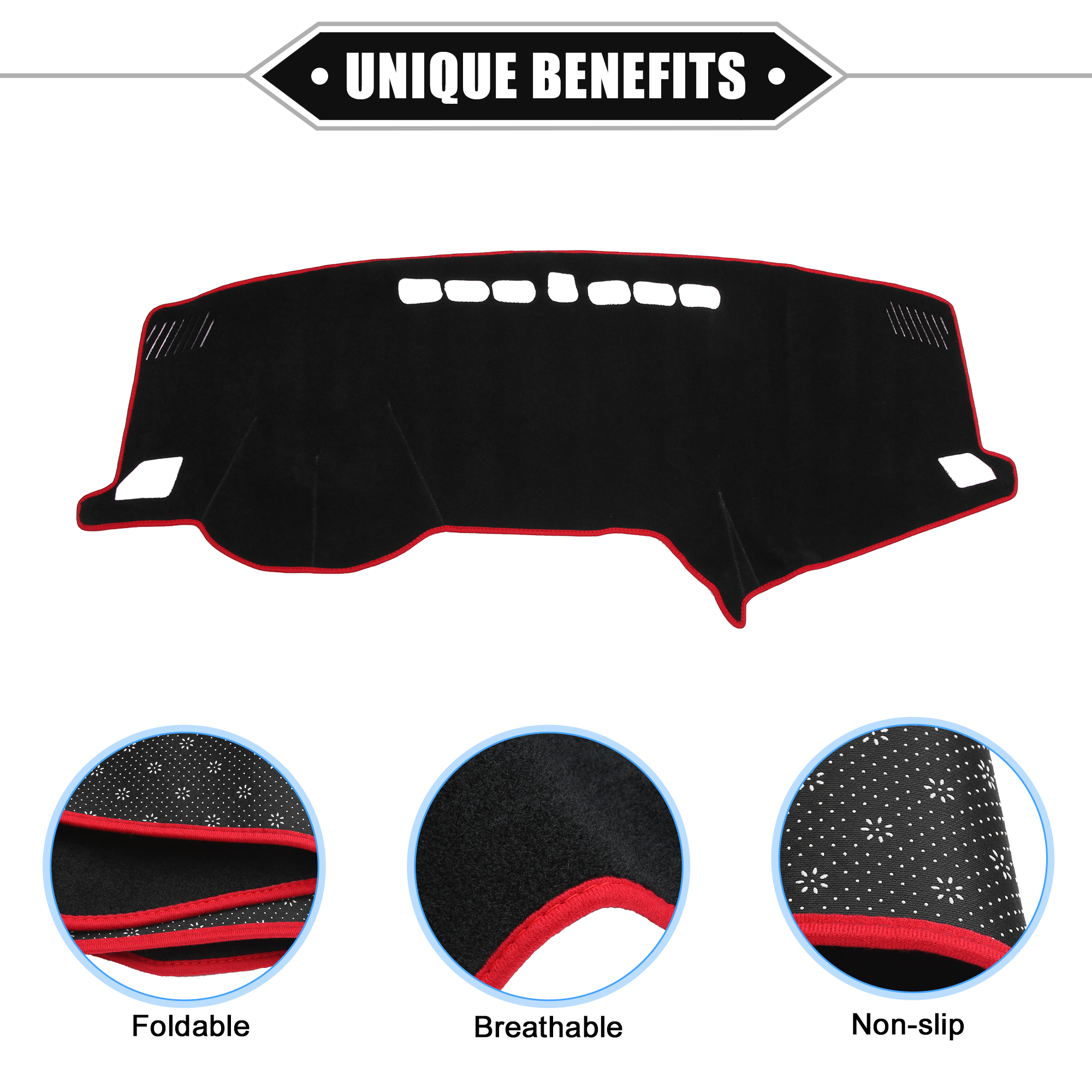 Unique Bargains Dashboard Cover for Hyundai Sonata 2015-2019 Non-slip Polyester Red