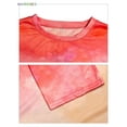 thumbnail image 4 of BadPiggies Women Gradient Colorful Short Sleeve T-Shirt Tie Dye Print Casual Round Neck Summer Loose Top (L, Red), 4 of 6