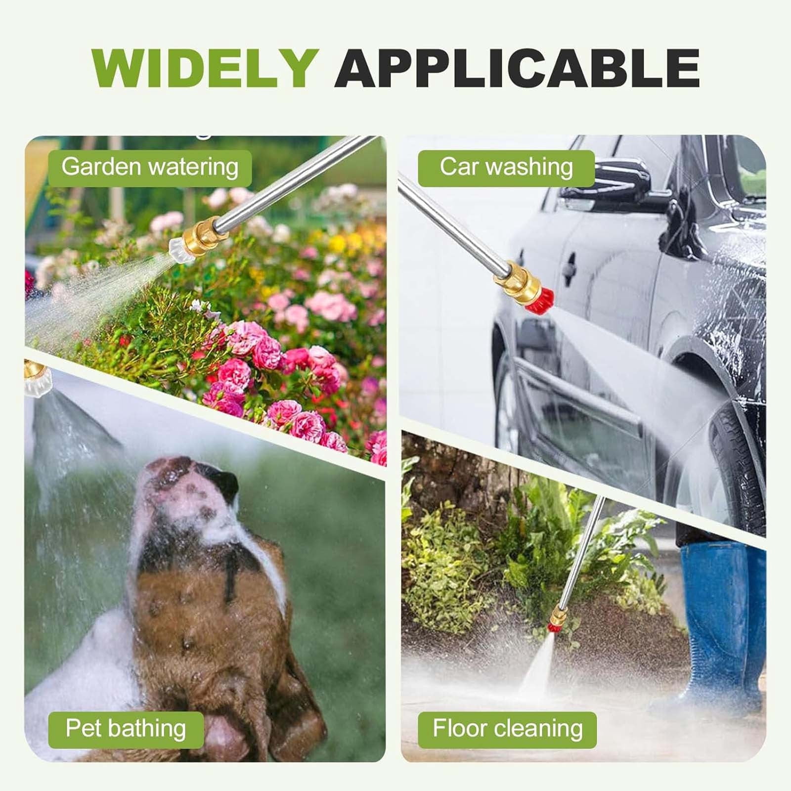 High Pressure Garden Hose Wand, Adjustable Nozzle Sprayer for Car Washing & Outdoor Cleaning