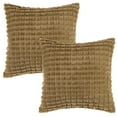 thumbnail image 2 of REGALWOVEN 2pcs Checked Faux Fur Plush Throw Pillow Covers Solid Soft Fuzzy Cozy Pillowcases Light Brown 16" x 16", 2 of 6