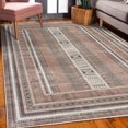 thumbnail image 3 of Tribal Area Rug with Non-Slip Backing, Traditional Folk Striped Look Design and Ethnic Geometric Shapes Triangles Print, Quality Carpet for Bedroom and Dorm Room, 6.6' X 9.6', Warm Taupe, by Ambesonne, 3 of 6