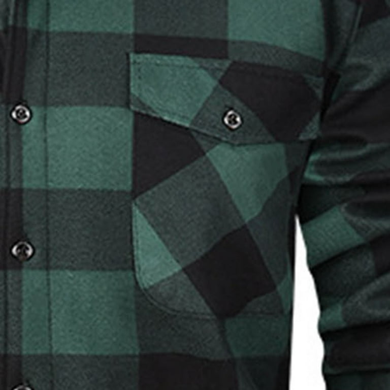 Brnmxoke Buffalo Plaid Jacket Mens Flannel Fleece Lined Thicken