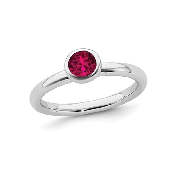 Gem & Harmony 3/5 Carat (Ctw) Lab-Created Ruby Ring in Sterling Silver for Women