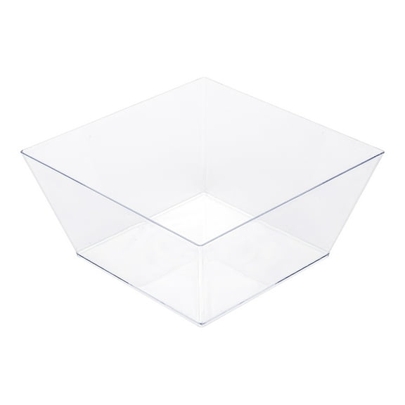 18 oz Square Clear Plastic Medium Modern Bowl - 6 3/4" x 6 3/4" x 3" - 25 count box
