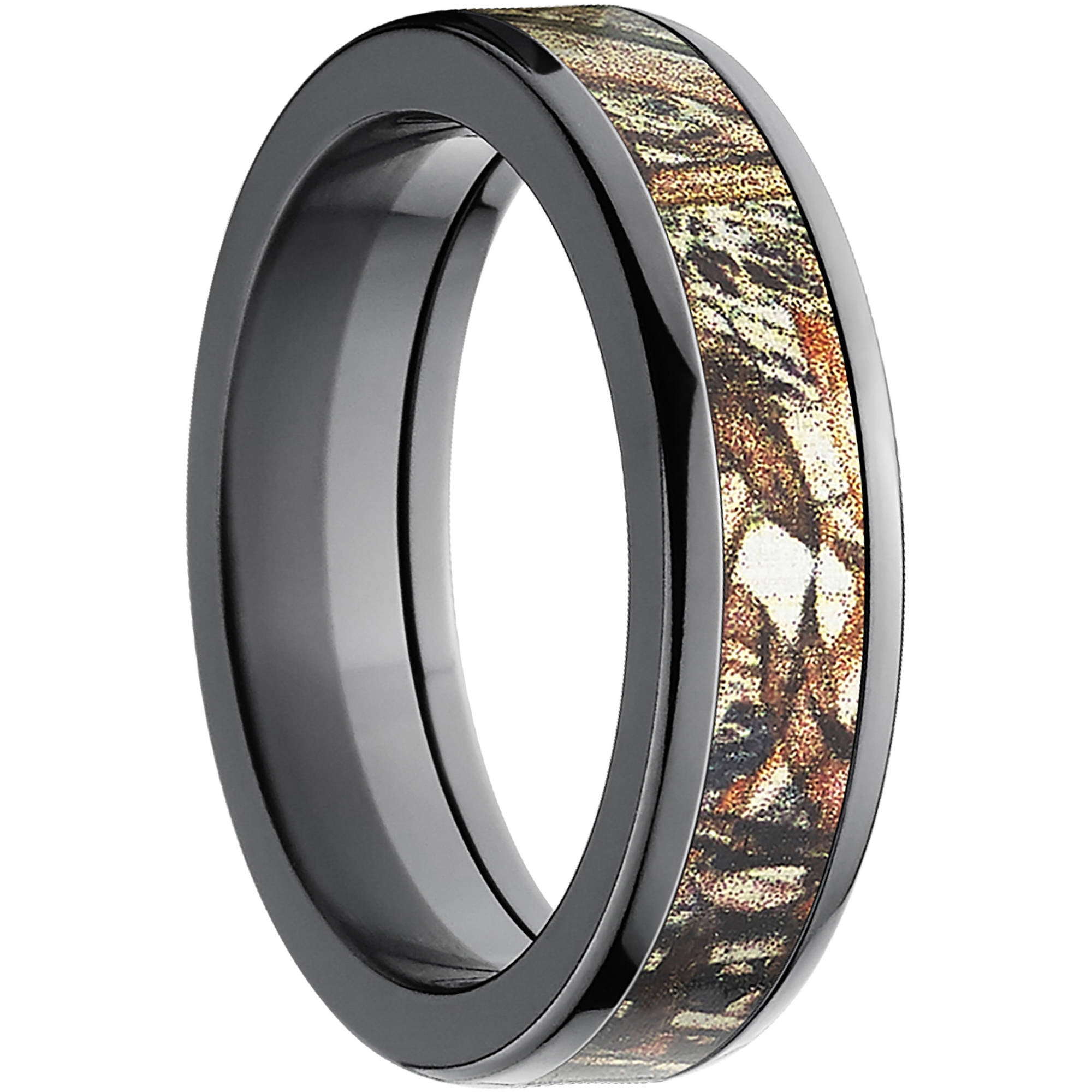 Duckblind Men's Camo Black Zirconium Ring with Polished Edges and Deluxe Comfort Fit