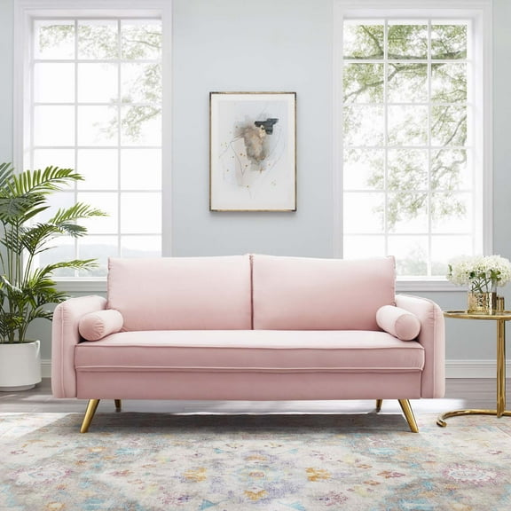 Modway Revive Performance Velvet Sofa in Pink