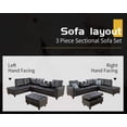 thumbnail image 3 of Golden Furniture L-Shaped Sectional Sofa Set, Faux Leather with Ottoman and Pillows, Gold/Black, 3 of 8