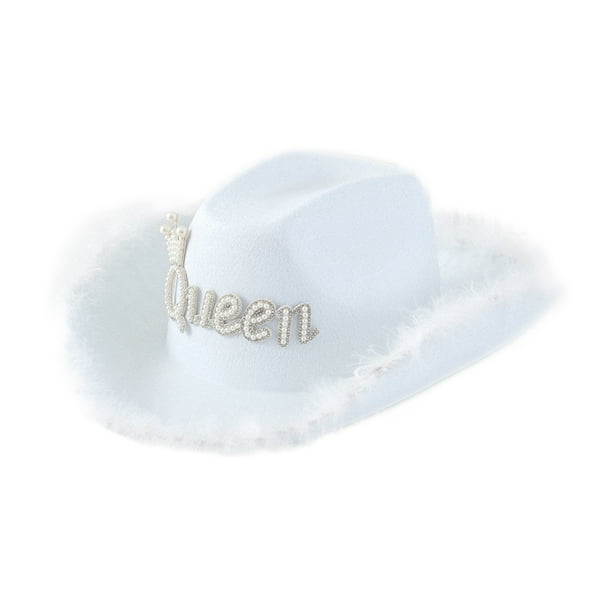 Sombrero vaquero White Queen con bordado de strass Queen