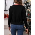 thumbnail image 3 of Women's Long Sleeve Cropped Cardigan Ugly Christmas Sweater Open Front Embroidery Knit Button Down Cardigans Cropped 2XL, 3 of 8