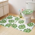 thumbnail image 4 of Spring Floral Bathroom Rugs Set Watercolor Vintage Green Flower Plant Non Slip Absorbent Soft Bath Mats 3 Piece Set with Bathroom Rug, U-Shaped Floor Mat, Toilet Seat Cover Small Size, 4 of 9