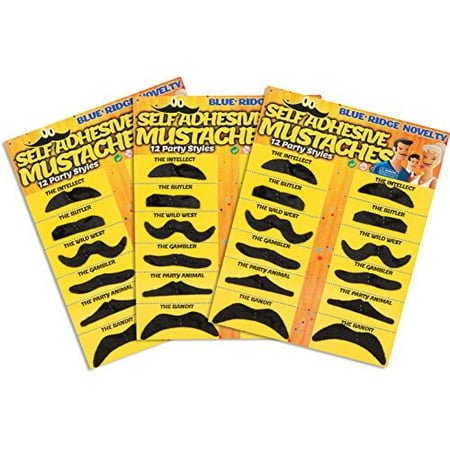 Self Adhesive Fake Mustache Novelty - Set of 36 - by Blue Ridge Novelty