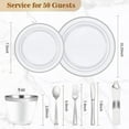 thumbnail image 4 of 175PCS Clear Gold Plastic Dinnerware Set, Disposable Party Plates for 25 Guests, Include: 50 Plastic Plates, 25 Pre Rolled Napkins with Silverware, 25 Cups for Christmas, Halloween, 4 of 5