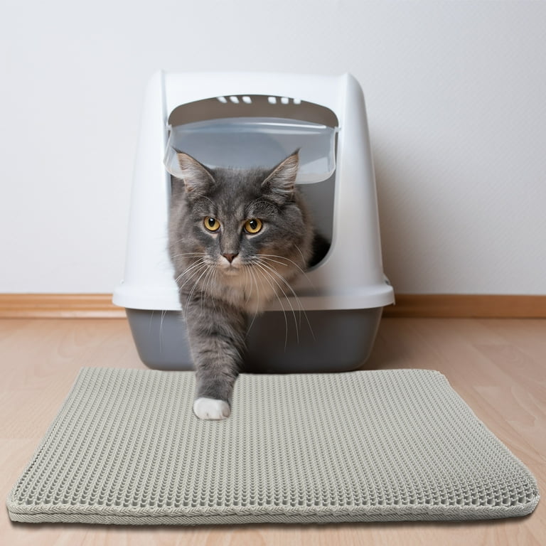 PETMAKER 30x24 Inch Double Layer Waterproof Cat Litter Mat Gray Walmart