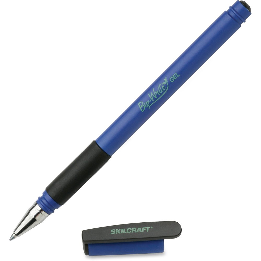 Skilcraft Gel Stick Pens, .7mm, Biobased, 12/DZ, Blue 6483552 Walmart