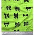 thumbnail image 1 of Soimoi Green polyester Crepe Fabric Bow & Dots Decor Fabric Printed Yard 52 Inch Wide, 1 of 5