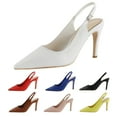 thumbnail image 2 of XIMIN Women's Heels Slingback Pointed Stretch Strap Closed Toe Kitten Heels Pumps Shoes for Wedding Party Commuting Office Footwear (9.5, White), 2 of 9