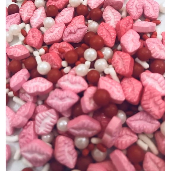 Kiss on the Lips Confetti Sprinkles, Cake, Cookie, Donut, Cakepop Toppings, 6 oz.