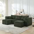 thumbnail image 3 of Modular Sofa, 3-Seat Sectional for Small Spaces, No Assembly Corduroy Couch, Reversible Chaise, Minimalist Living Room Furniture, Green, 3 of 11