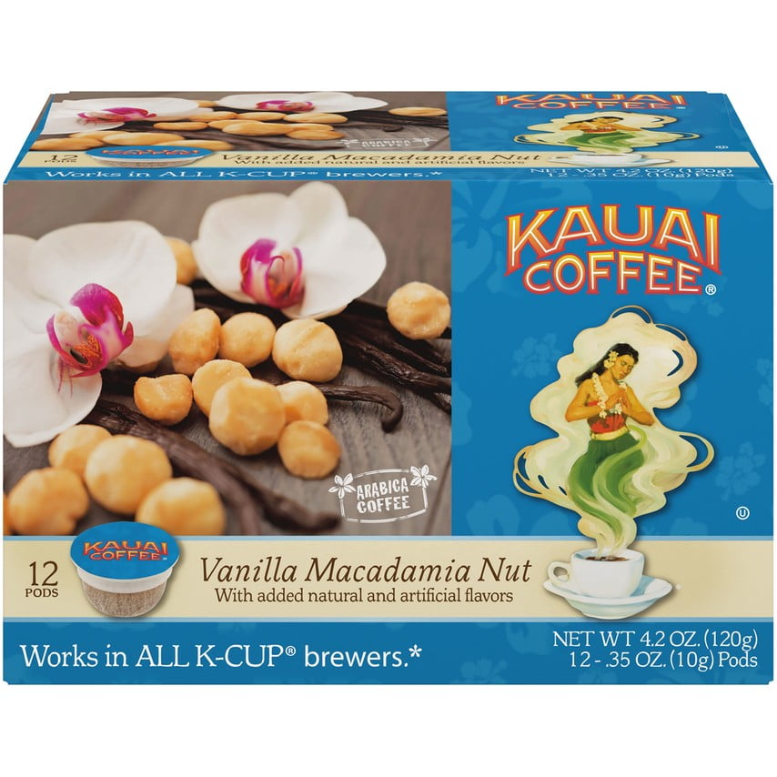 Kauai Coffee Vanilla Macadamia Nut K-Cup Coffee Pods, 12 Count