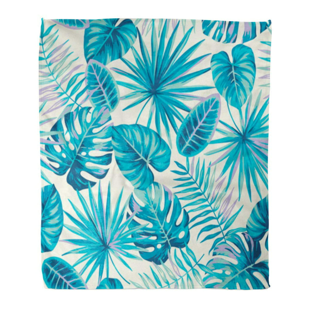 LADDKE Throw Blanket 58x80 Inches Blue Tree Tropical with Exotic Palm ...