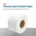 thumbnail image 2 of TSC Thermal Label Transfer Paper for Printers, Stickers and Labels for Postage, Receipts, Retail, Business, 4" Width x 1" Length, 3" Core, 8" Outer Diameter, White, 5500 Labels Per Roll, 4 Rolls, 2 of 4