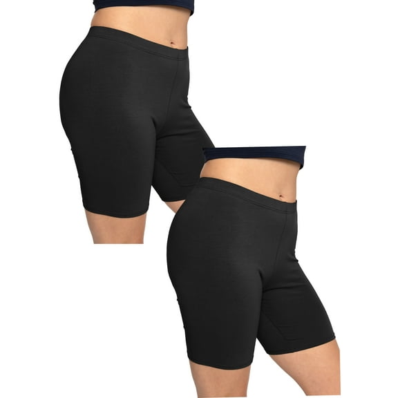 Stretch Is Comfort Women's Plus Size Cotton Biker Shorts 2 Pack Black 7X