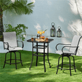 thumbnail image 4 of Alden Design 2pcs Outdoor Swivel Texteline Bar Stools with High Back for Garden, Black/Light Gray, 4 of 7