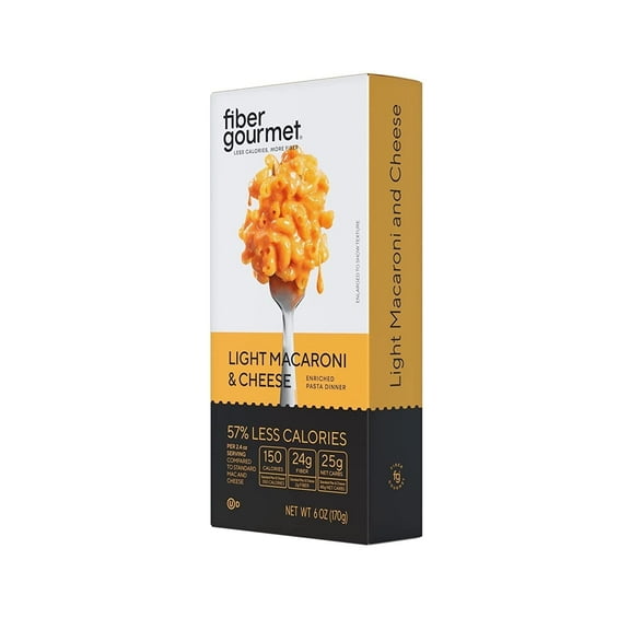 Fiber Gourmet Low Calorie Mac and Cheese – Healthy, Cheesy & Fiber-Rich Pasta – Lower Net Carb Mac and Cheese with 8g Protein – 6 oz Box – Made in the USA