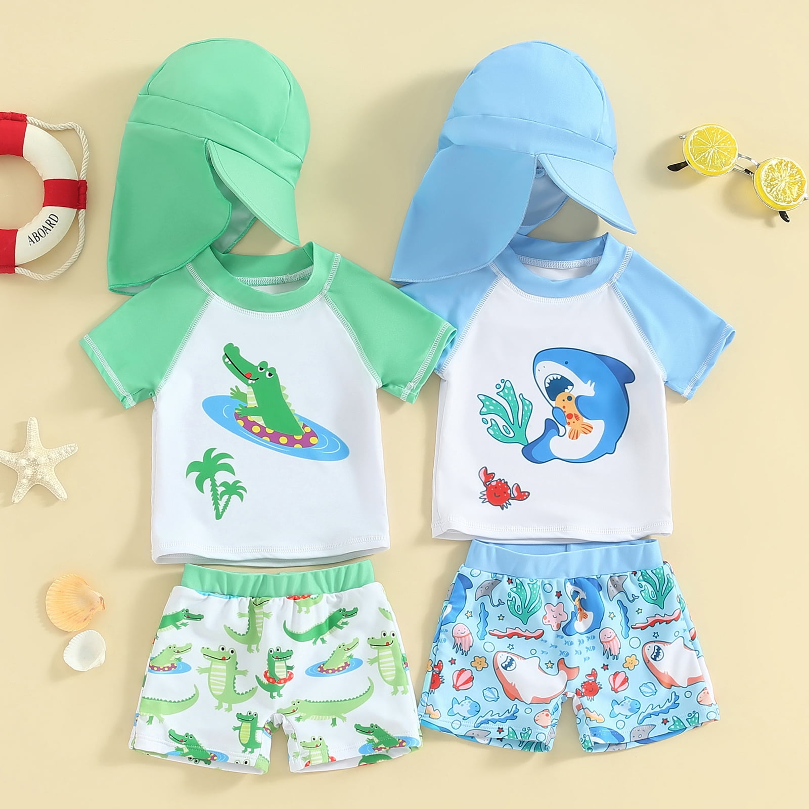 Gupgi Ensemble de Maillot de Bain 3 Pieces pour Bebe Garcon Requin Maillots de Bain 6 12 18 24 Mois 3 Ans Tops Shorts Chapeau Soleil Imprime Crocodile Enfant Walmart